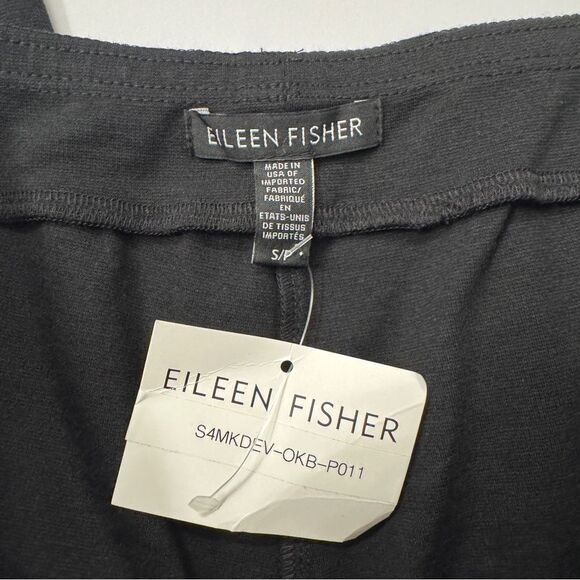 Eileen Fisher Black Crepe Snap Ankle Pants Size Small NWT - Picture 3 of 7